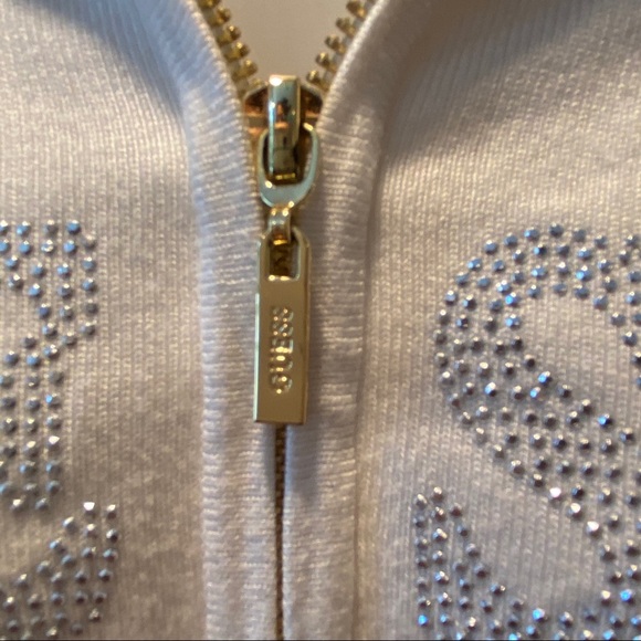 Guess Women’s White & Gray Zip Knit Hooded Sweater - Picture 6 of 10